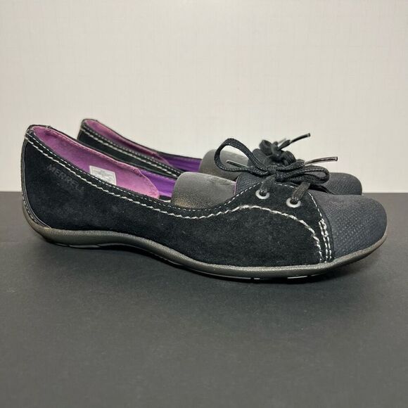 Womens MERRELL Rosella Truss Black Suede Slip On Shoes / Size 7 - Picture 1 of 8